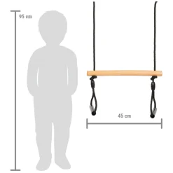 Small Foot - Houten Trapezeschommel met Gymnastiekringen Black Line Clearance