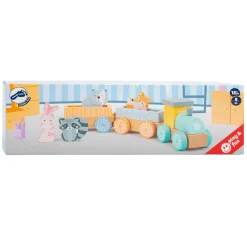 Small Foot - Houten Trein met Bosdieren Pastel, 9dlg. New