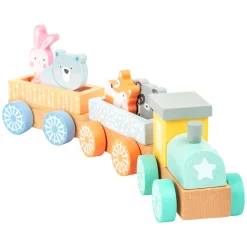 Small Foot - Houten Trein met Bosdieren Pastel, 9dlg. New