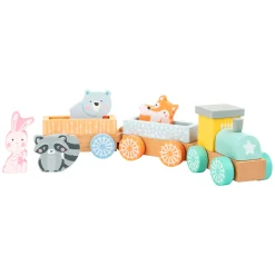 Small Foot - Houten Trein met Bosdieren Pastel, 9dlg. New