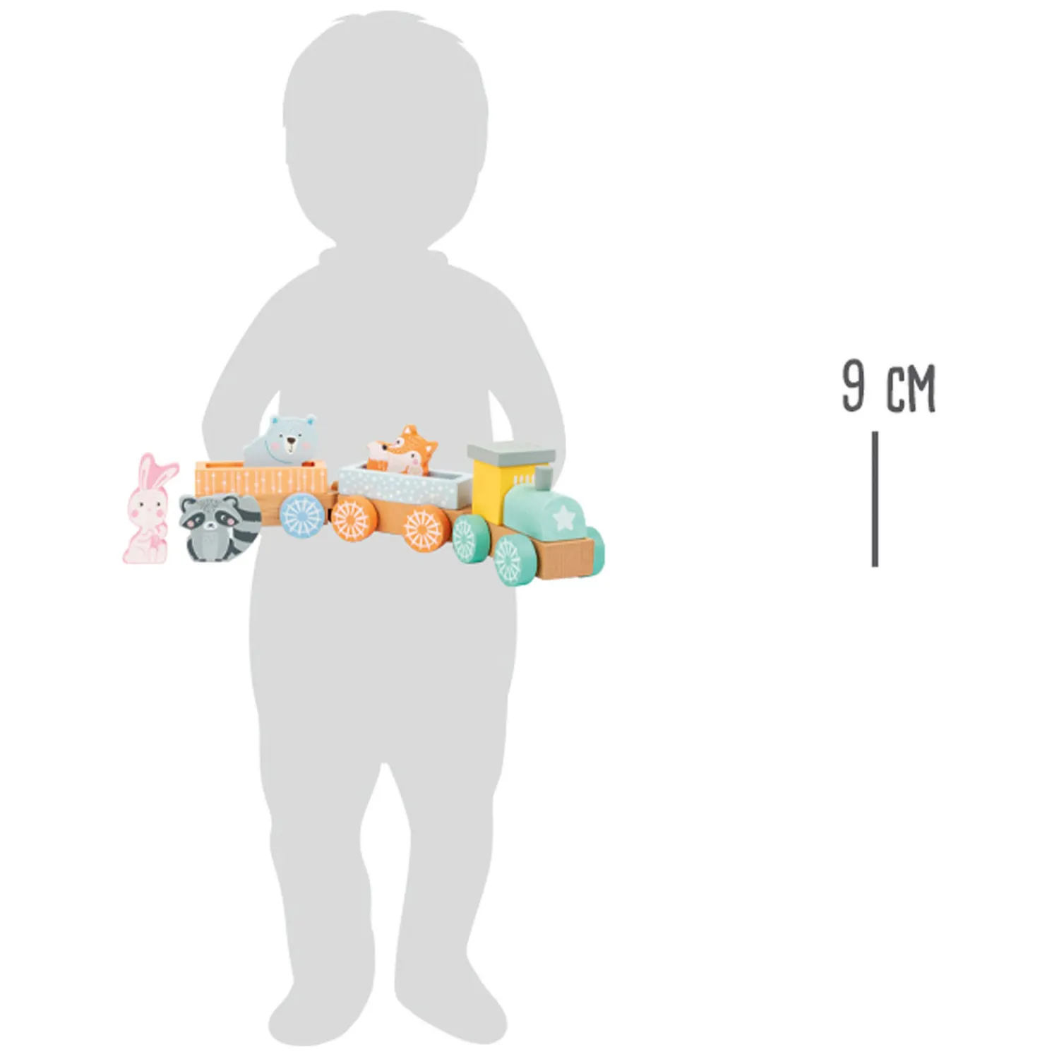 Small Foot - Houten Trein met Bosdieren Pastel, 9dlg. New