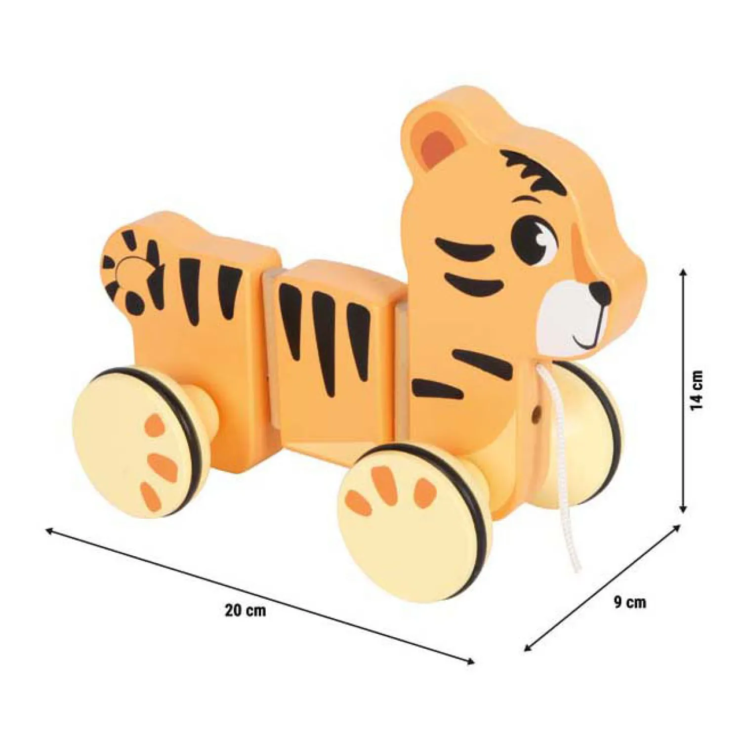 - Houten Trekdier Tijger Safari FSC-Small Foot Outlet