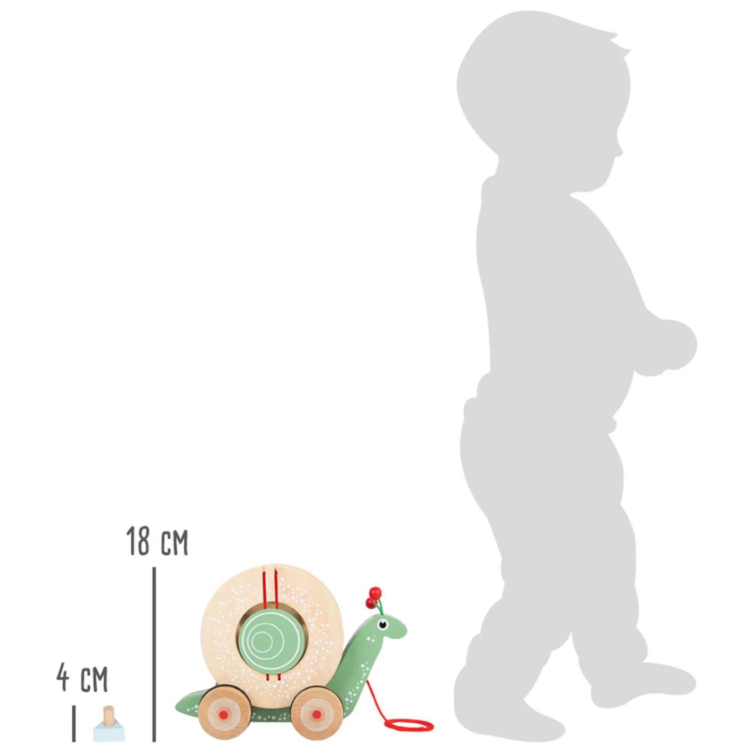 Small Foot - Houten Trekfiguur Vormenstoof Slak, 6dlg. Discount