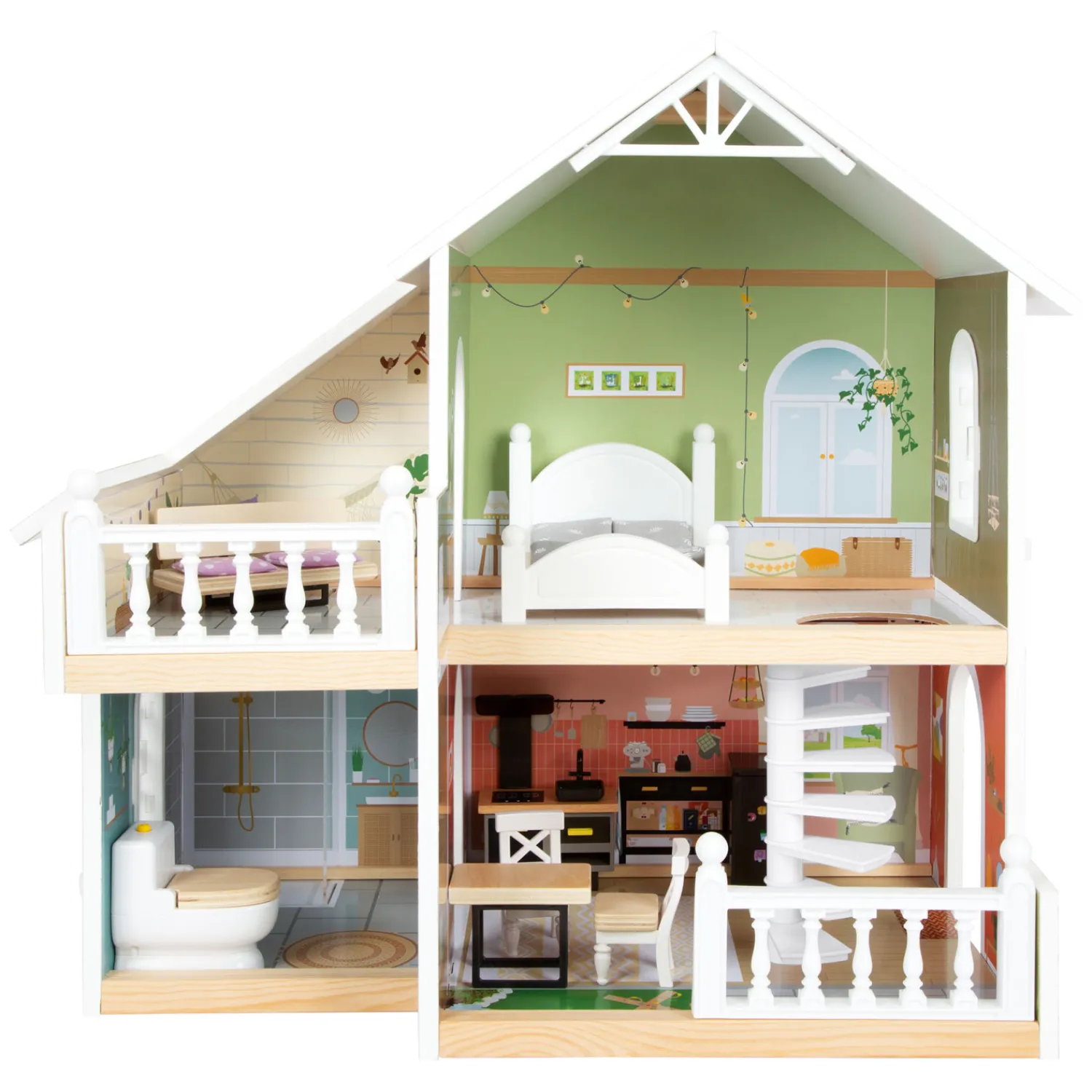 - Houten Urban Villa Poppenhuis met Meubeltjes, 9dlg.>Small Foot Discount