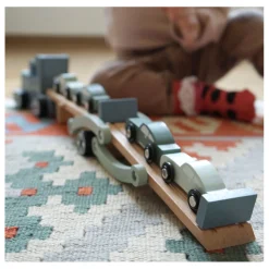 - Houten Vrachtwagen Transporter Chicago met Auto's, 9dlg.><noscript><img width=