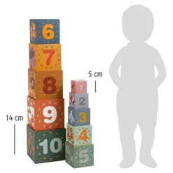  -  Stapelblokken Safari Karton, 10dlg.-Small Foot Hot