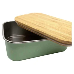 Smikkels RVS Broodtrommel met Bamboe Deksel 900ml - Groen Best