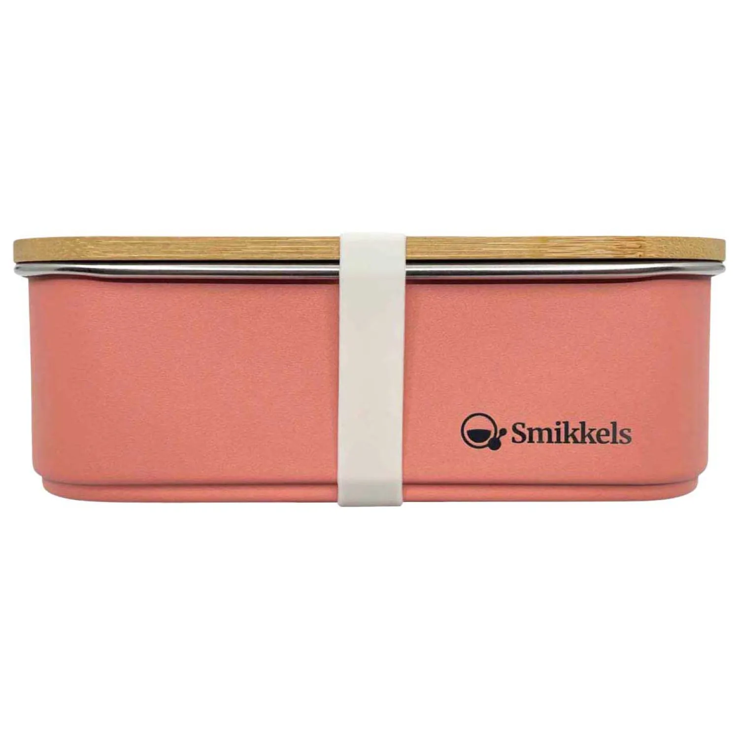 Smikkels RVS Broodtrommel met Bamboe Deksel 900ml - Roze>