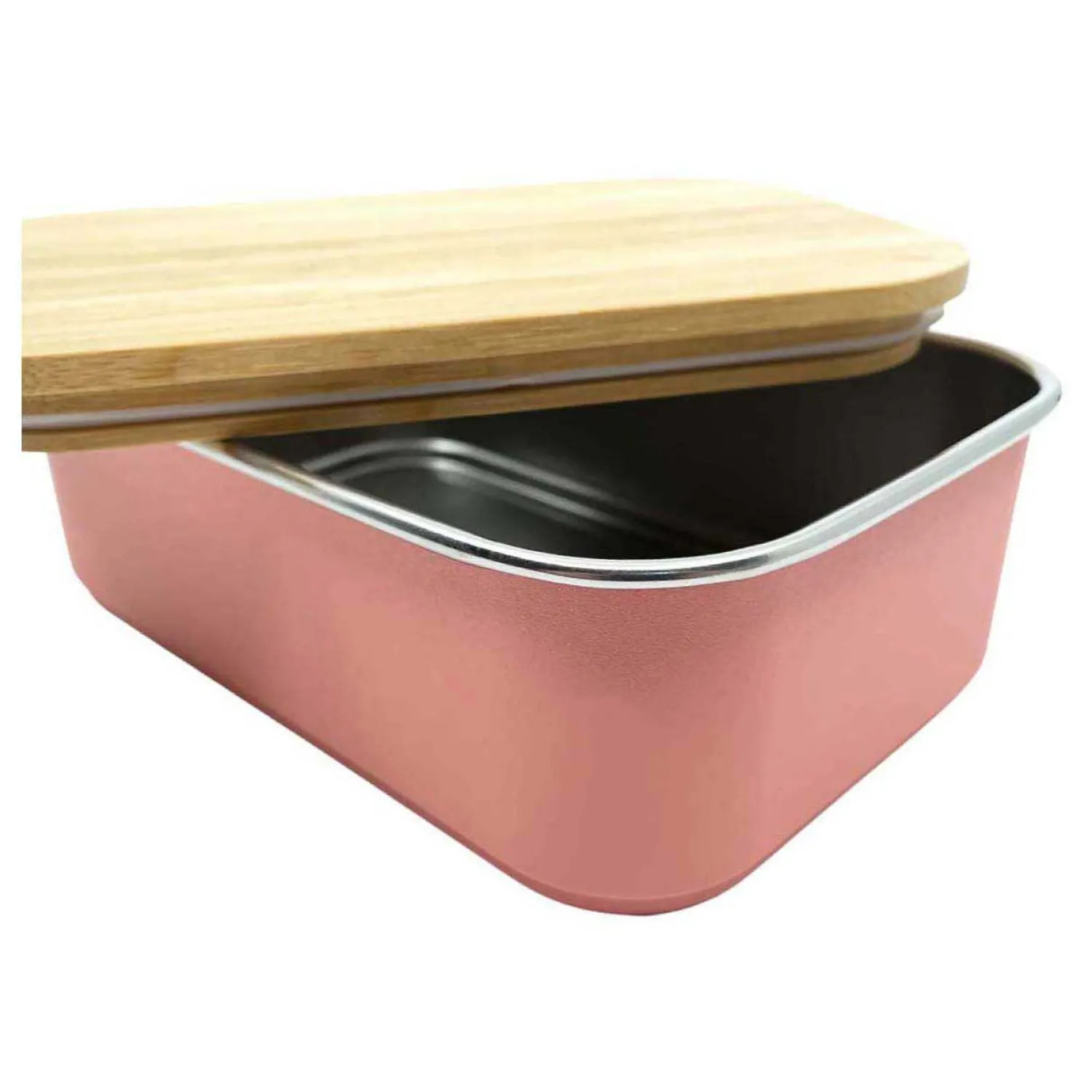 Smikkels RVS Broodtrommel met Bamboe Deksel 900ml - Roze>