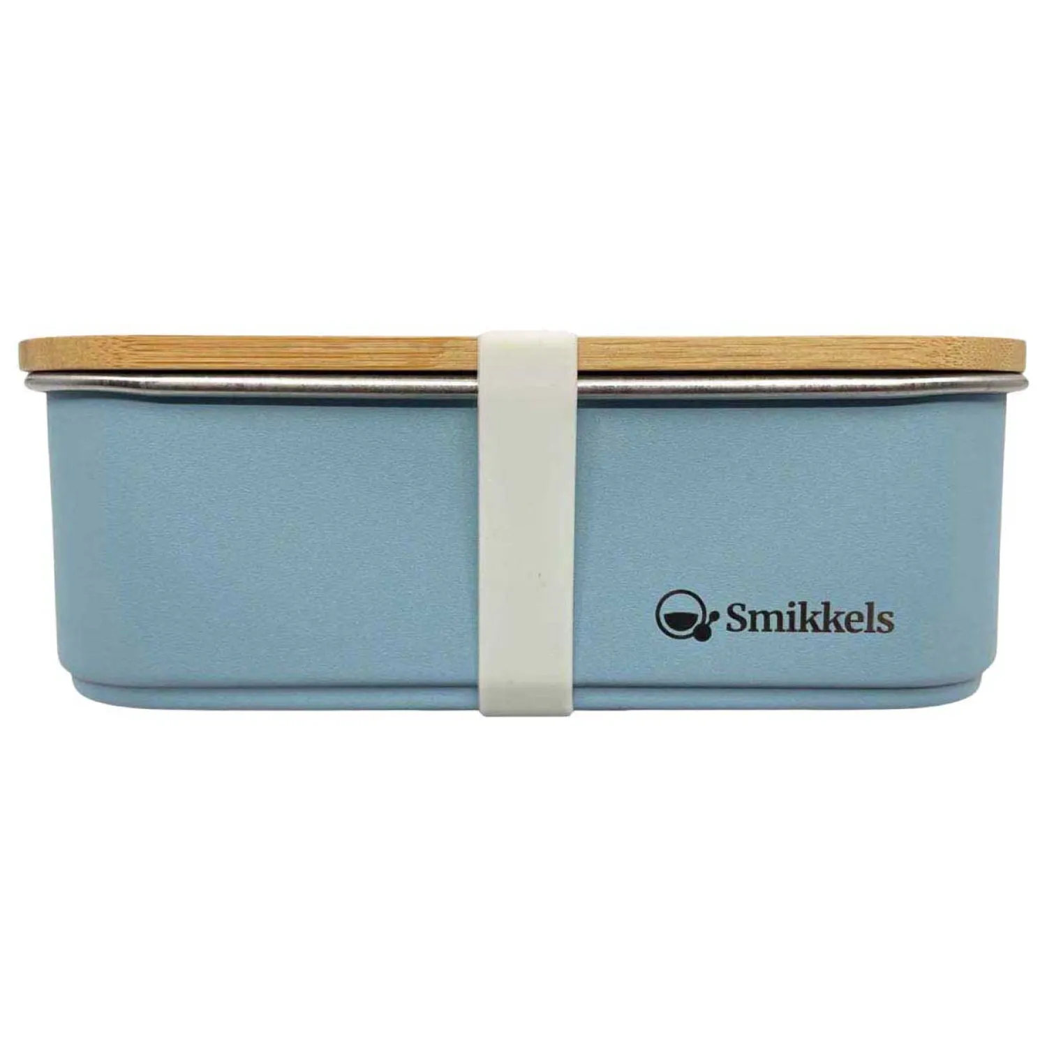 Smikkels RVS Broodtrommel met Bamboe Deksel 900ml - Blauw>