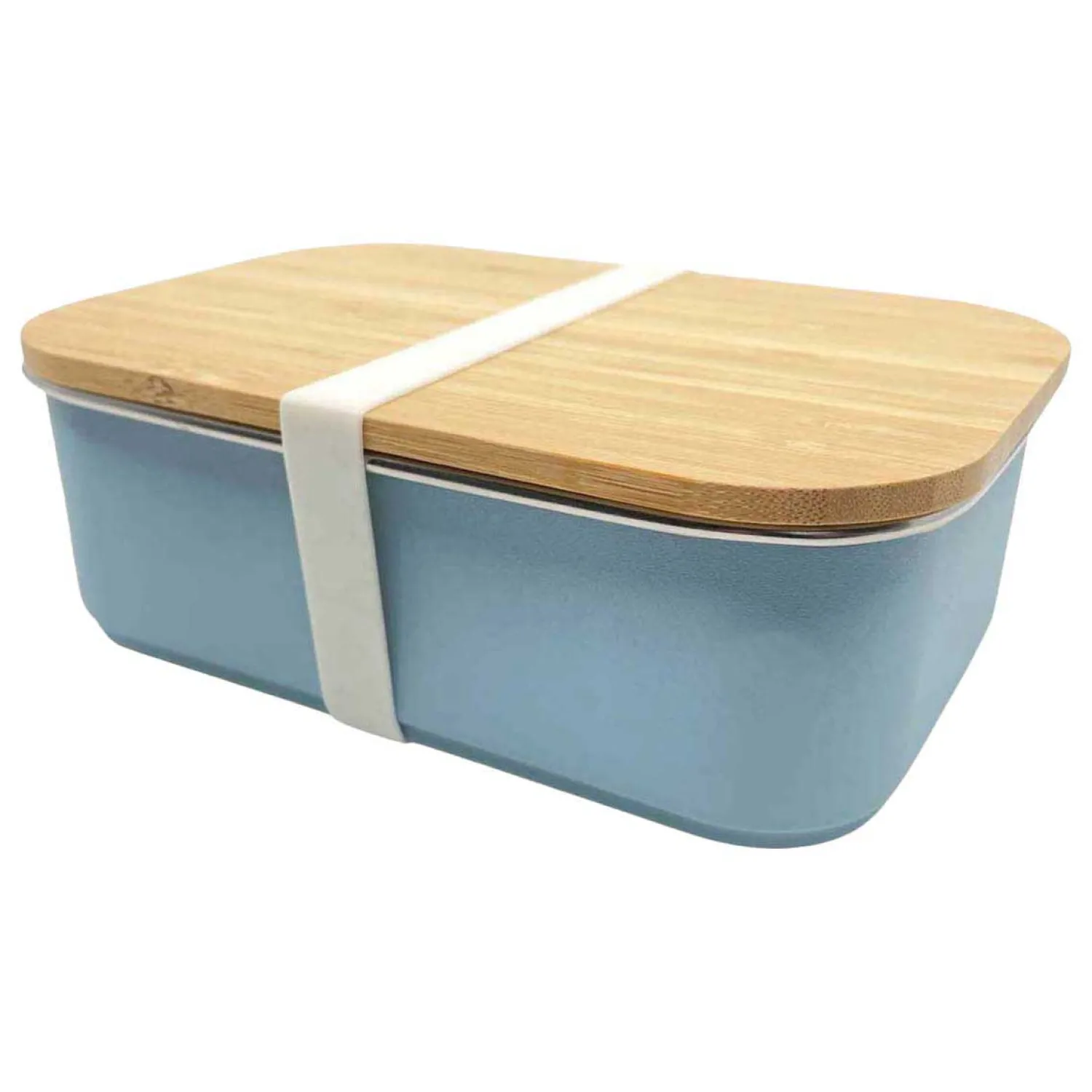 Smikkels RVS Broodtrommel met Bamboe Deksel 900ml - Blauw>