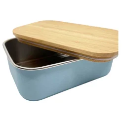 Smikkels RVS Broodtrommel met Bamboe Deksel 900ml - Blauw><noscript><img width=