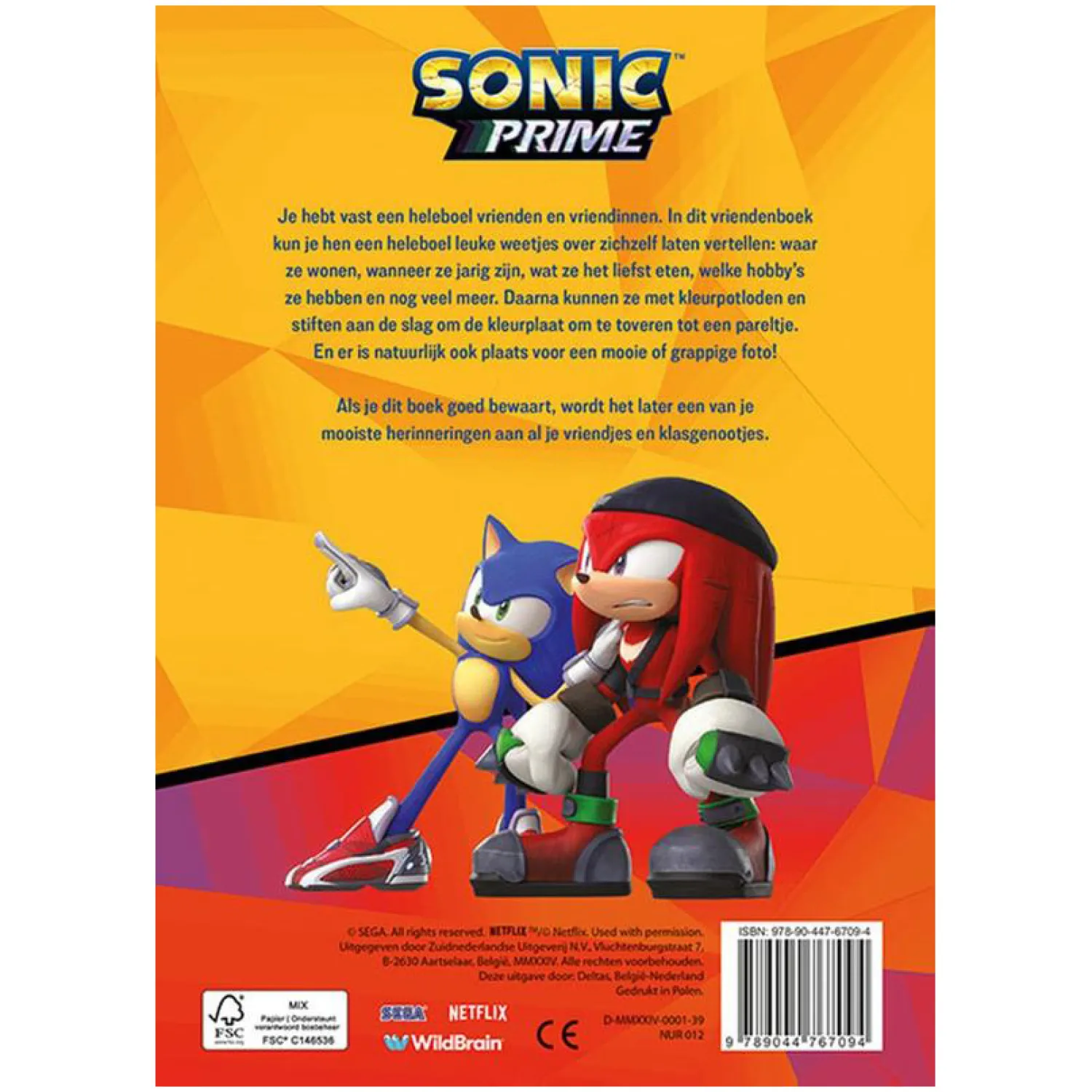 Deltas Sonic Prime vriendenboek New