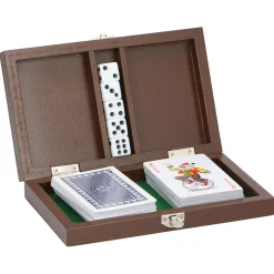 Speelkaarten- en Dobbelset in Houten Kist- Online