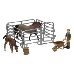 Speelset Paarden met Verzorger - Grijs Bruin Sale
