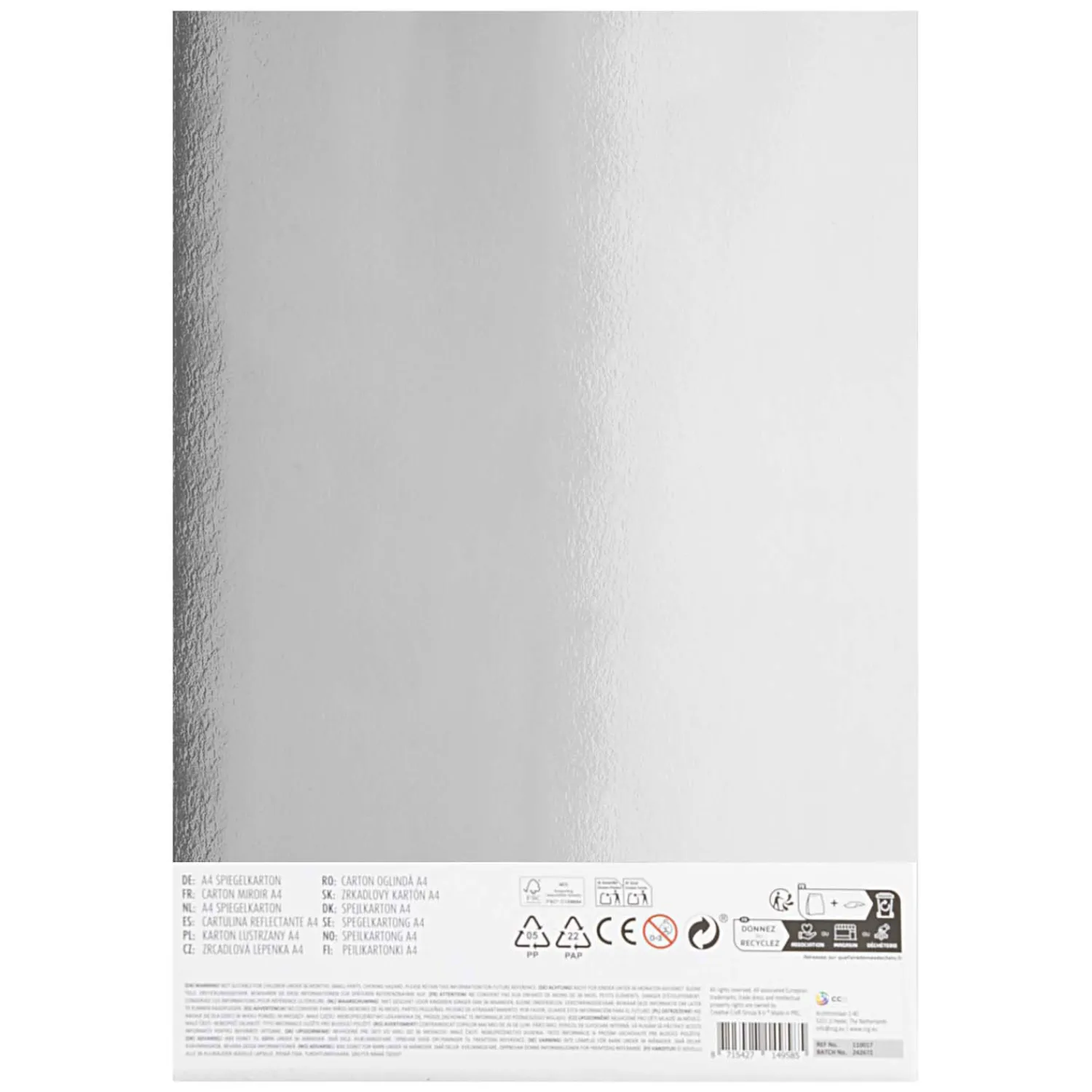 Spiegelkarton A4, 10 Vellen 10 Kleuren-Creative craft group New