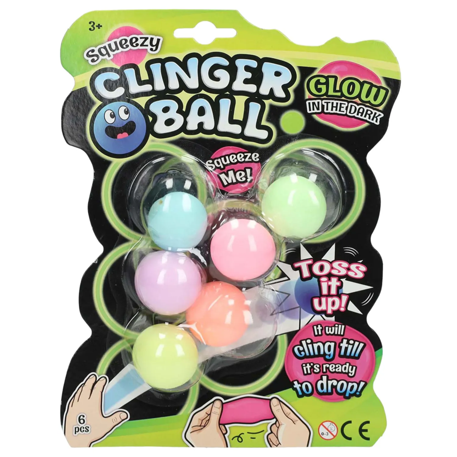 Squeeze Bal Sticky Wall Glow in the Dark, 6st Best