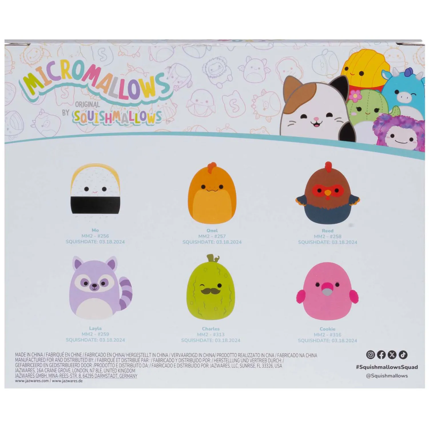 Squishmallows Knuffel Pluche Micromallows - Charles, Onel, Mo, Cookie, Reed, Layla, 6-Pack Best
