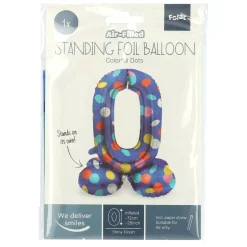 Folat BV Staande Folieballon Colorful Dots Cijfer 0 - 72cm New