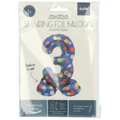 Folat BV Staande Folieballon Colorful Dots Cijfer 3 - 72cm Outlet