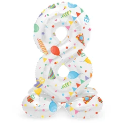 Folat BV Staande Folieballon Joyful Party Cijfer 8 -72cm Clearance