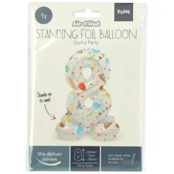 Folat BV Staande Folieballon Joyful Party Cijfer 8 -72cm Clearance