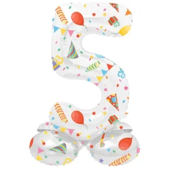 Staande Folieballon Joyful Party Cijfer 5 -72cm-Folat BV New