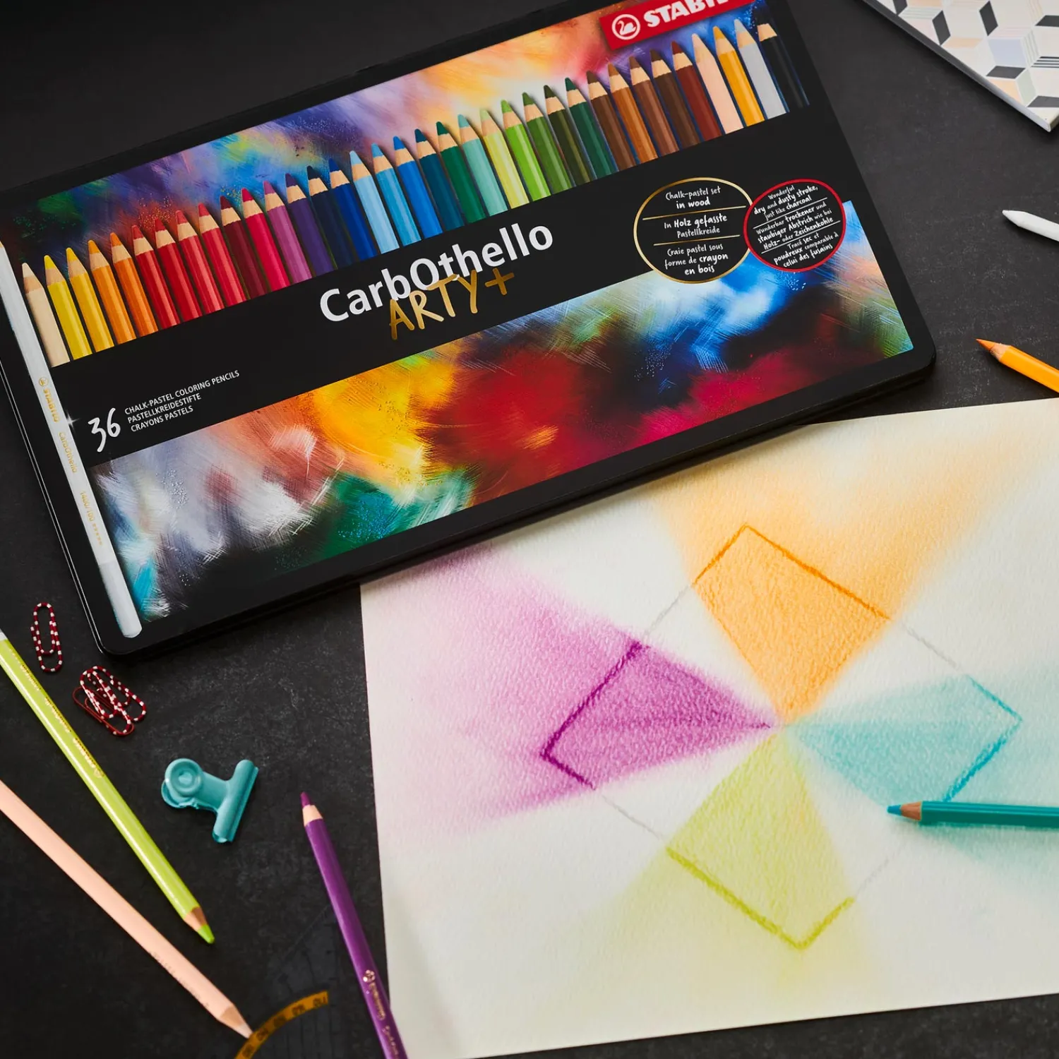 Stabilo CarbOthello - Kalkpastel Kleurpotlood - Metalen Set 12 St. Hot