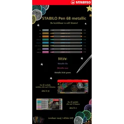 Pen 68 Metallic -  Viltstift - Set Met 8 Stuks-Stabilo Best
