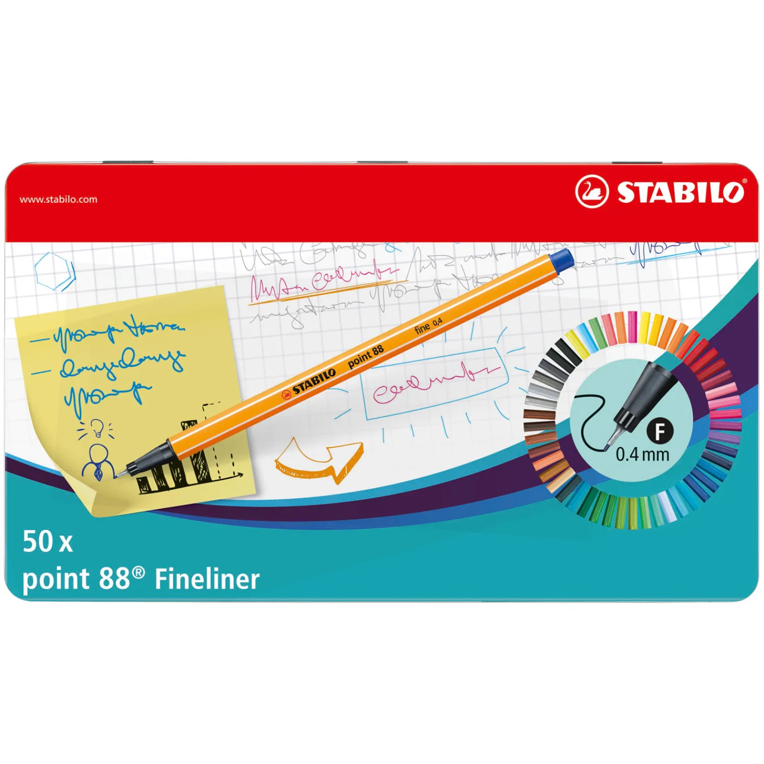 point 88 - Fineliner - Metalen Set Met 50 Stuks-Stabilo Clearance