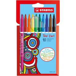 Stabilo Trio 2 in 1 - Viltstift En Fineliner In Een - Set 10 Stuks Discount