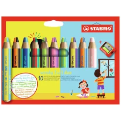 woody 3 in 1 Duo - Multitalent Kleurpotlood - Set 10 St. + Puntenslijper-STABILO Online