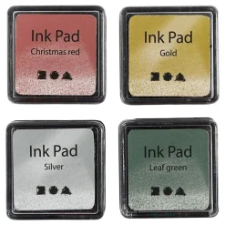 Stempelinkt Goud/Lime Groen/Kerstrood/Zilver, 4st.-Creativ Company Clearance