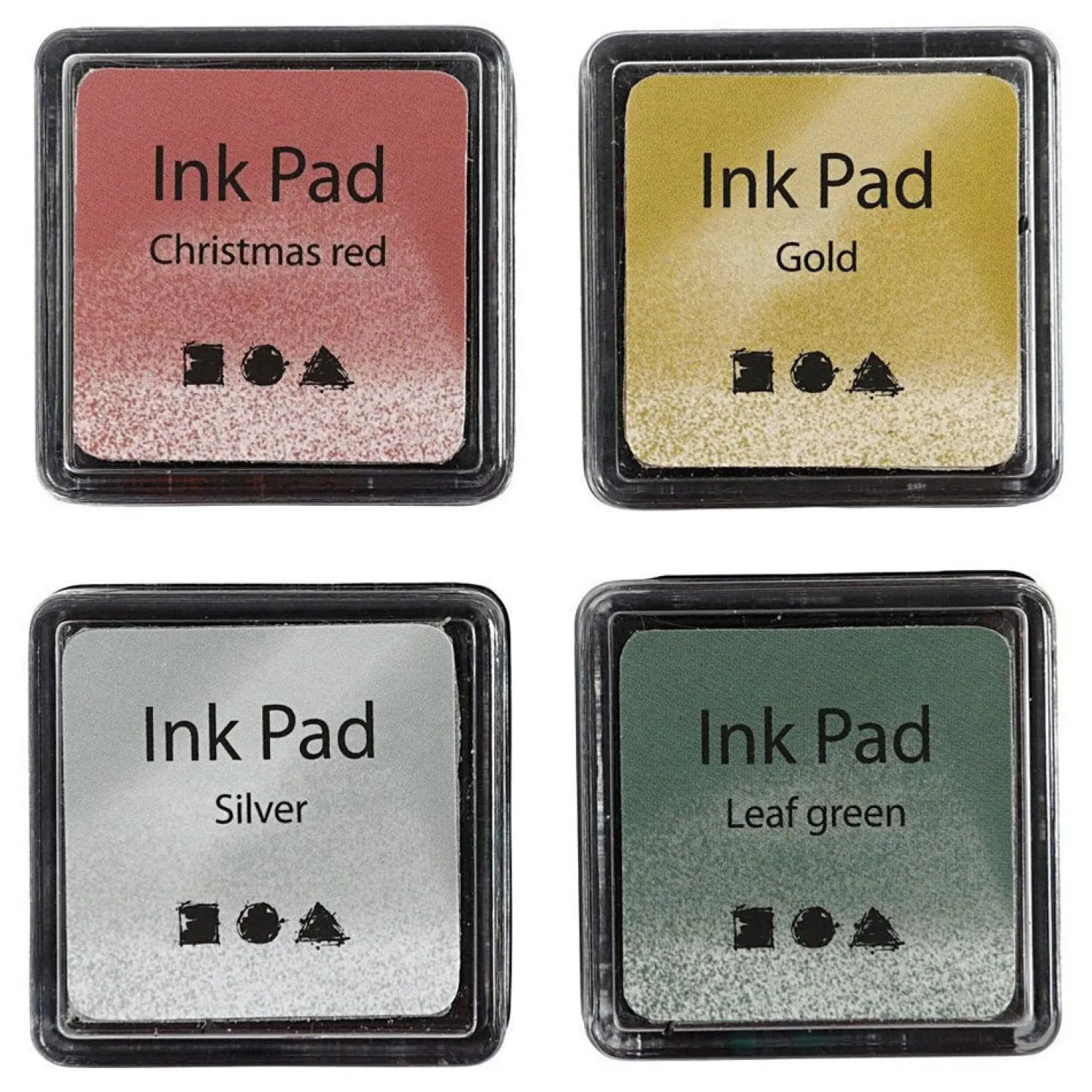 Stempelinkt Goud/Lime Groen/Kerstrood/Zilver, 4st.-Creativ Company Clearance