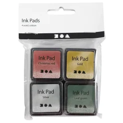 Stempelinkt Goud/Lime Groen/Kerstrood/Zilver, 4st.-Creativ Company Clearance