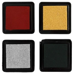 Stempelinkt Goud/Lime Groen/Kerstrood/Zilver, 4st.-Creativ Company Clearance