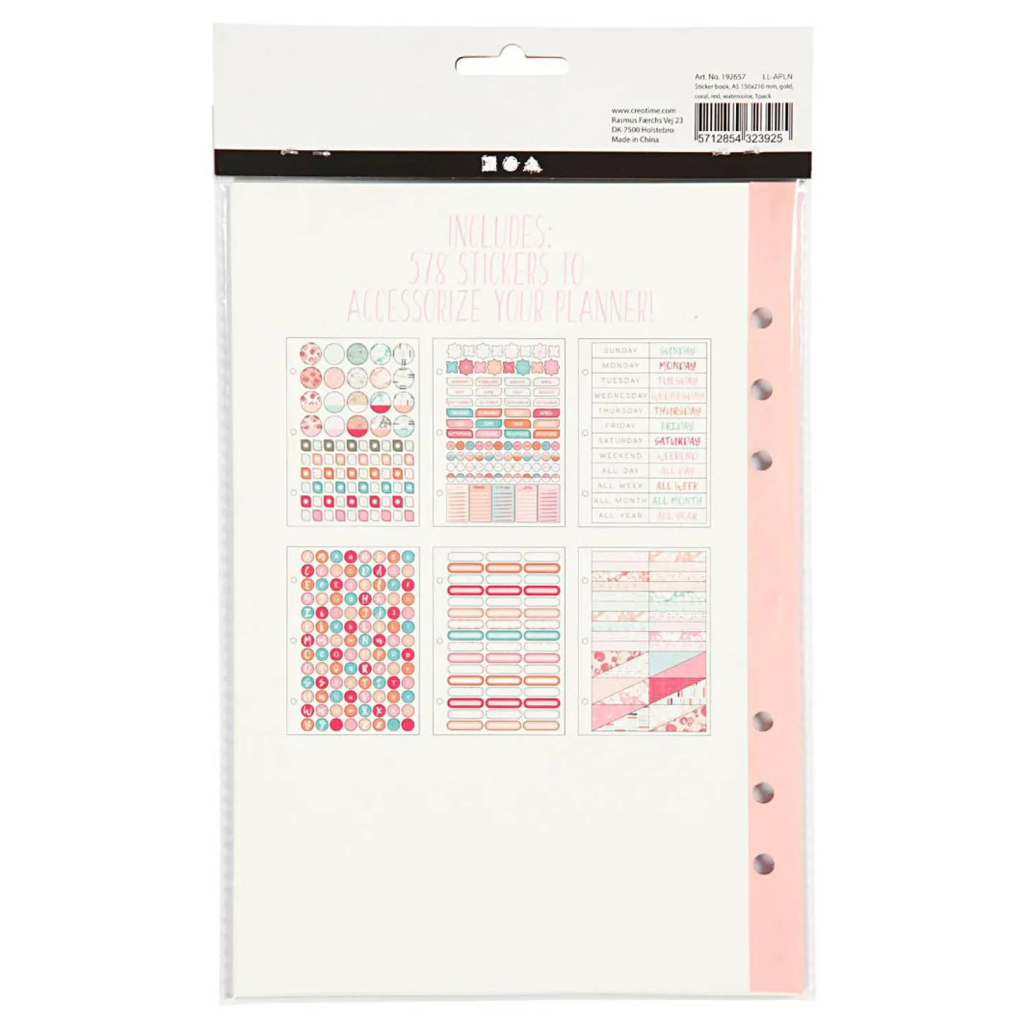 Creativ Company Stickerboek Aquarel A5 voor Planner, 578st. Hot