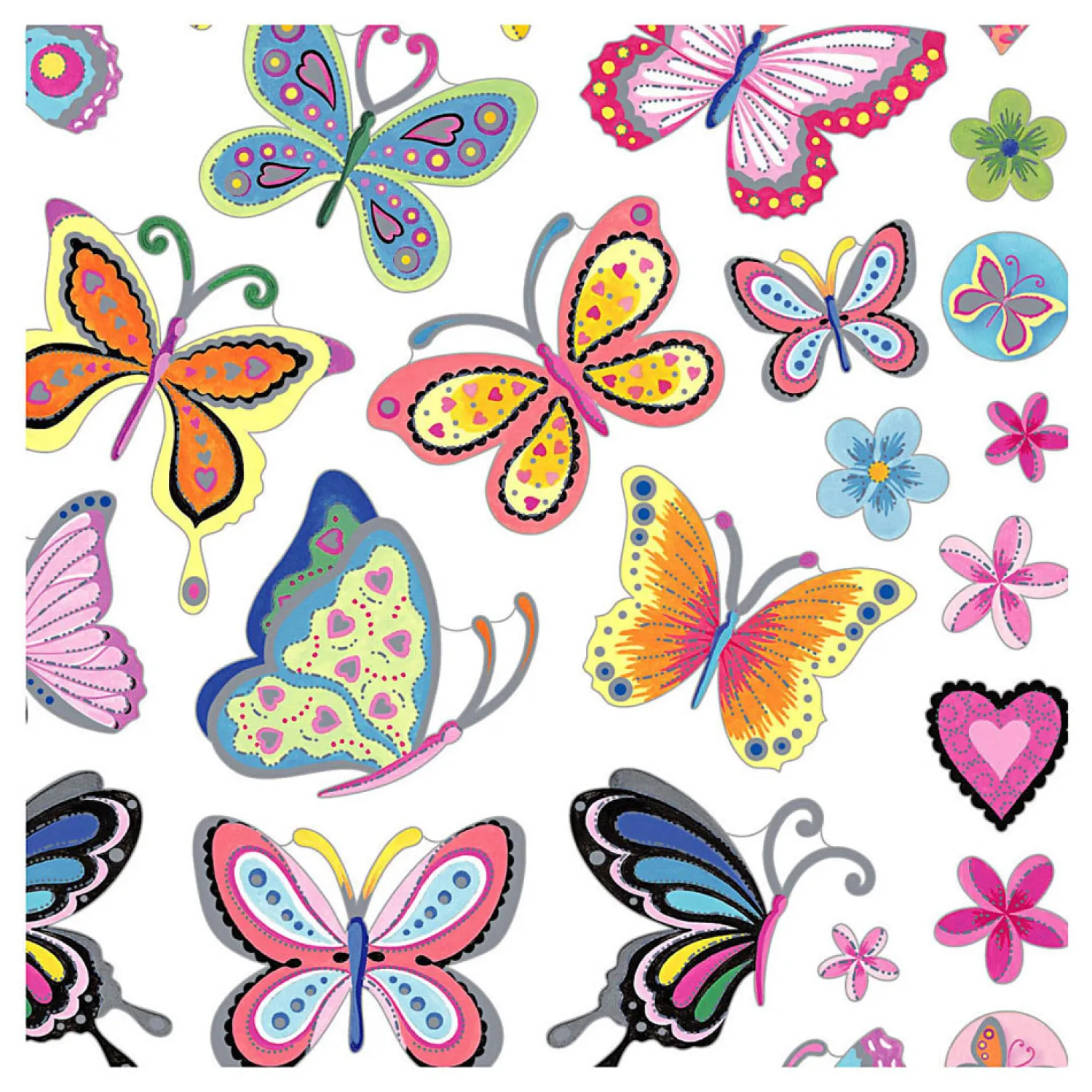 Stickers Bloemen en Vlinders, 1 Vel>Creativ Company