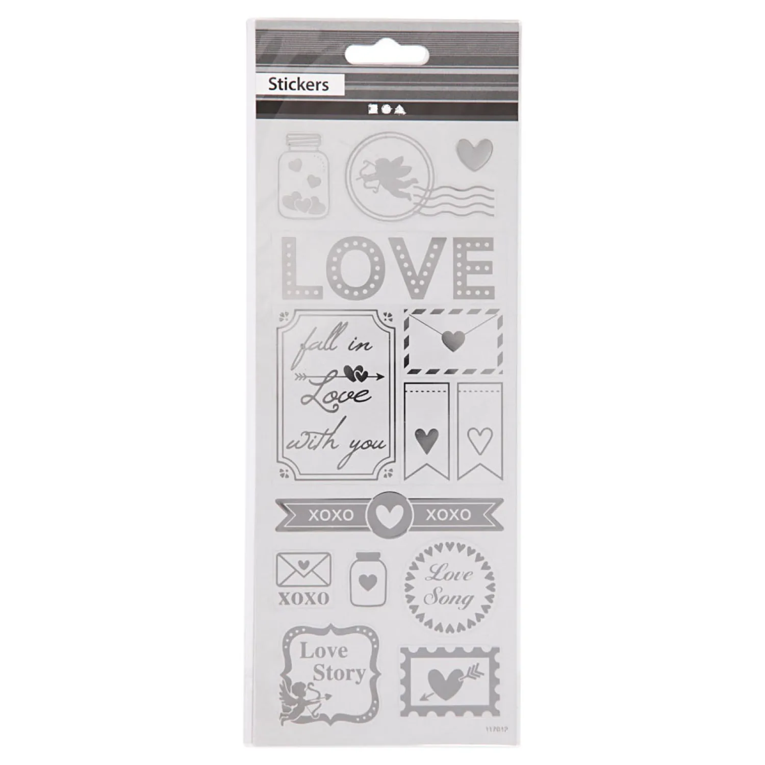 Stickers Zilver Love, 1 Vel>Creativ Company New
