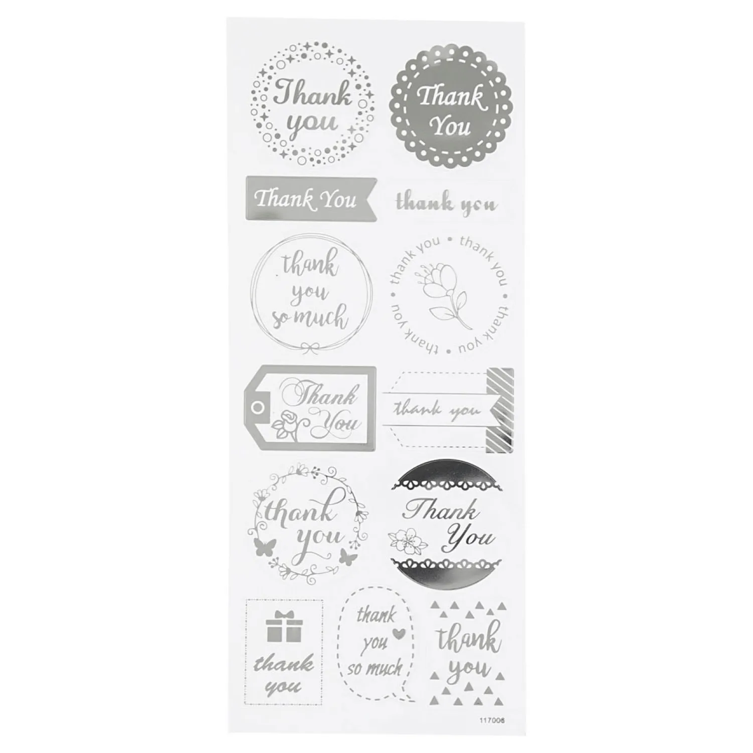 Stickers Zilver Thank You, 1 Vel-Creativ Company Clearance