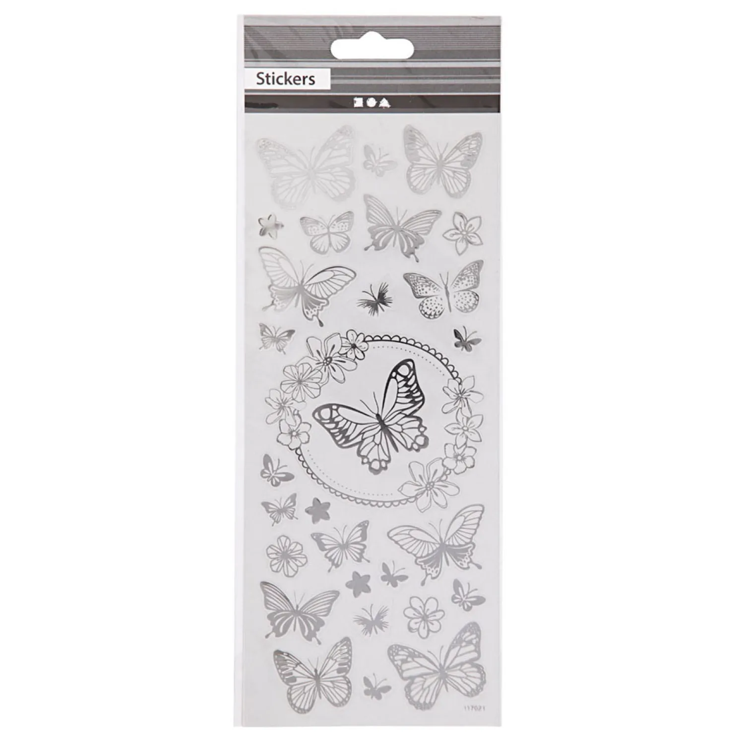 Stickers Zilver Vlinders, 1 Vel-Creativ Company Outlet