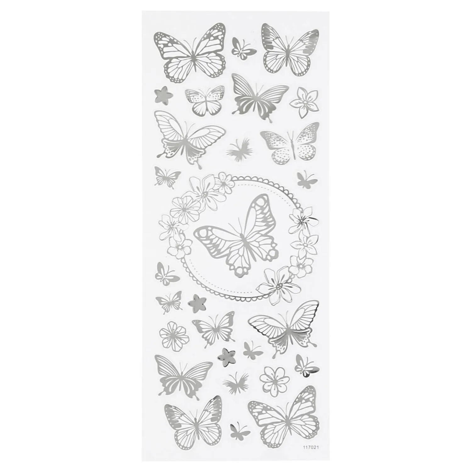 Stickers Zilver Vlinders, 1 Vel-Creativ Company Outlet