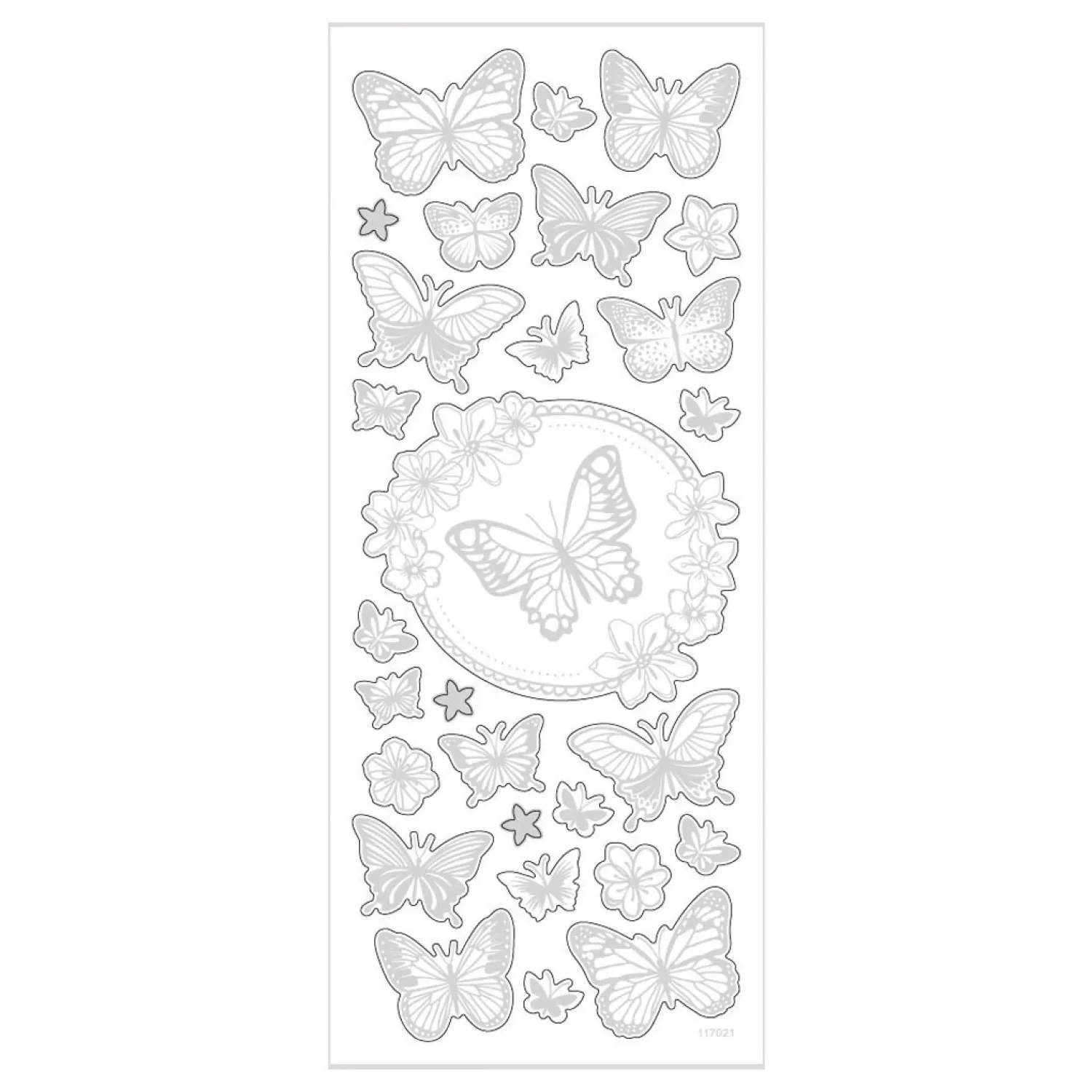 Stickers Zilver Vlinders, 1 Vel-Creativ Company Outlet