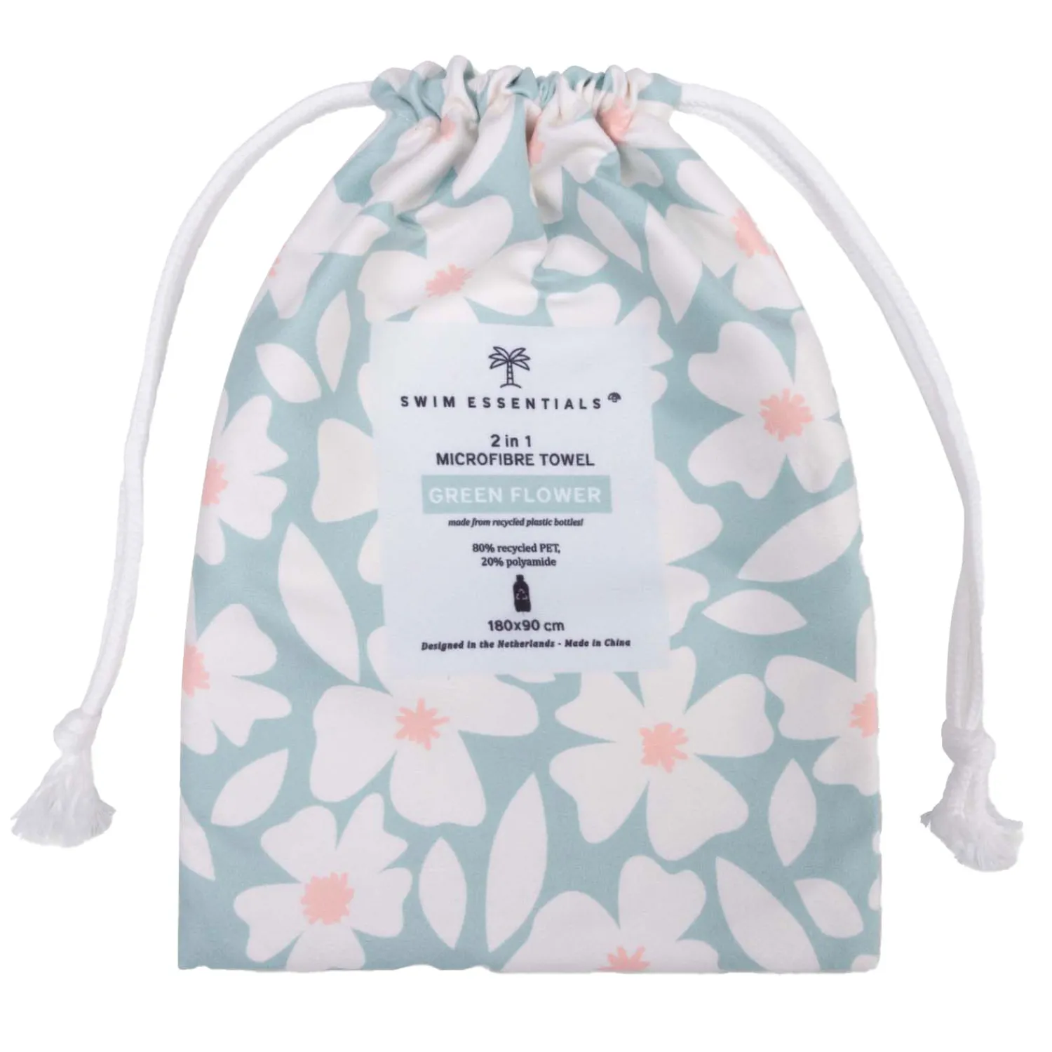 Swim Essentials - Florish Green Strandlaken, 180x90cm Clearance