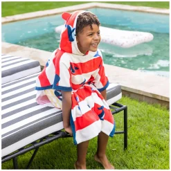 Strandponcho Walvissenprint Rood/Wit><noscript><img width=