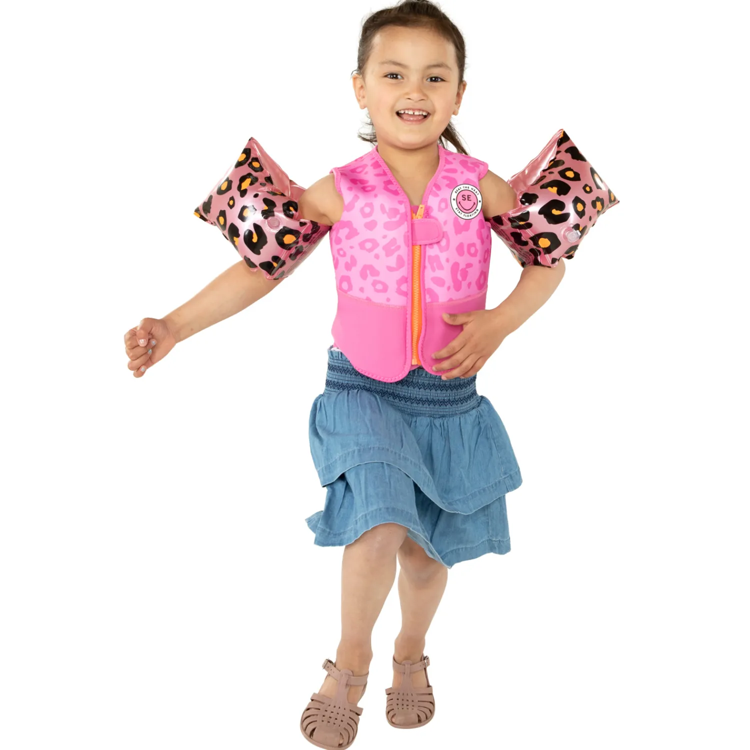 Swim Essentials Zwembandjes Panterprint Rose Goud, 2-6 jaar Clearance