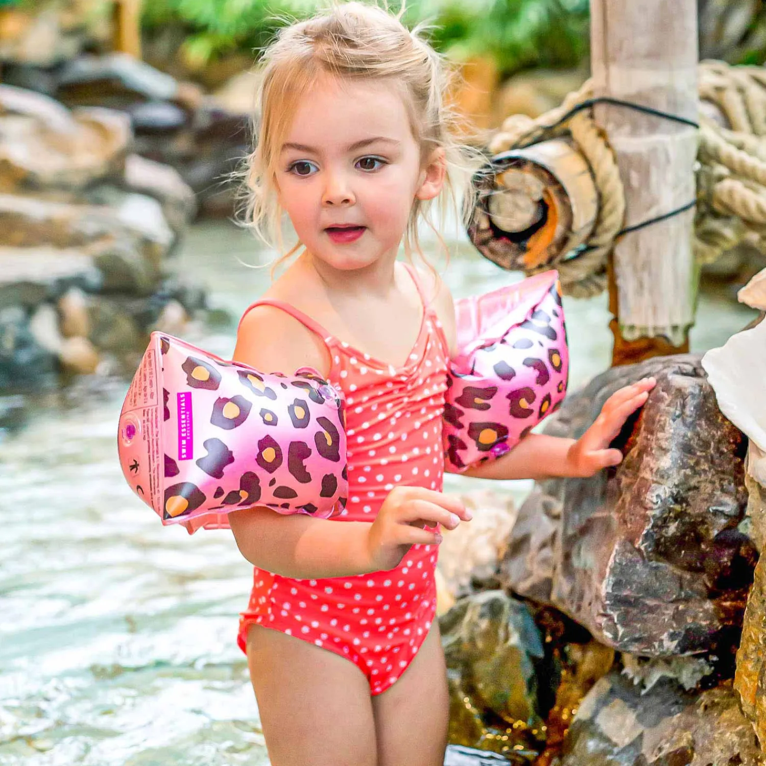 Swim Essentials Zwembandjes Panterprint Rose Goud, 2-6 jaar Clearance
