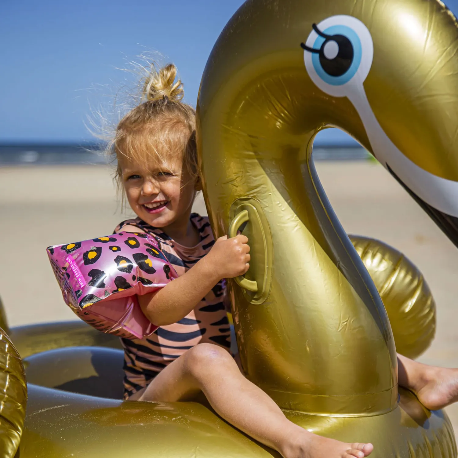 Swim Essentials Zwembandjes Panterprint Rose Goud, 2-6 jaar Clearance