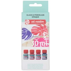 Talens Art Creat.Glas & Porselein Dekkend 4 X30ml Roze Zilver Best