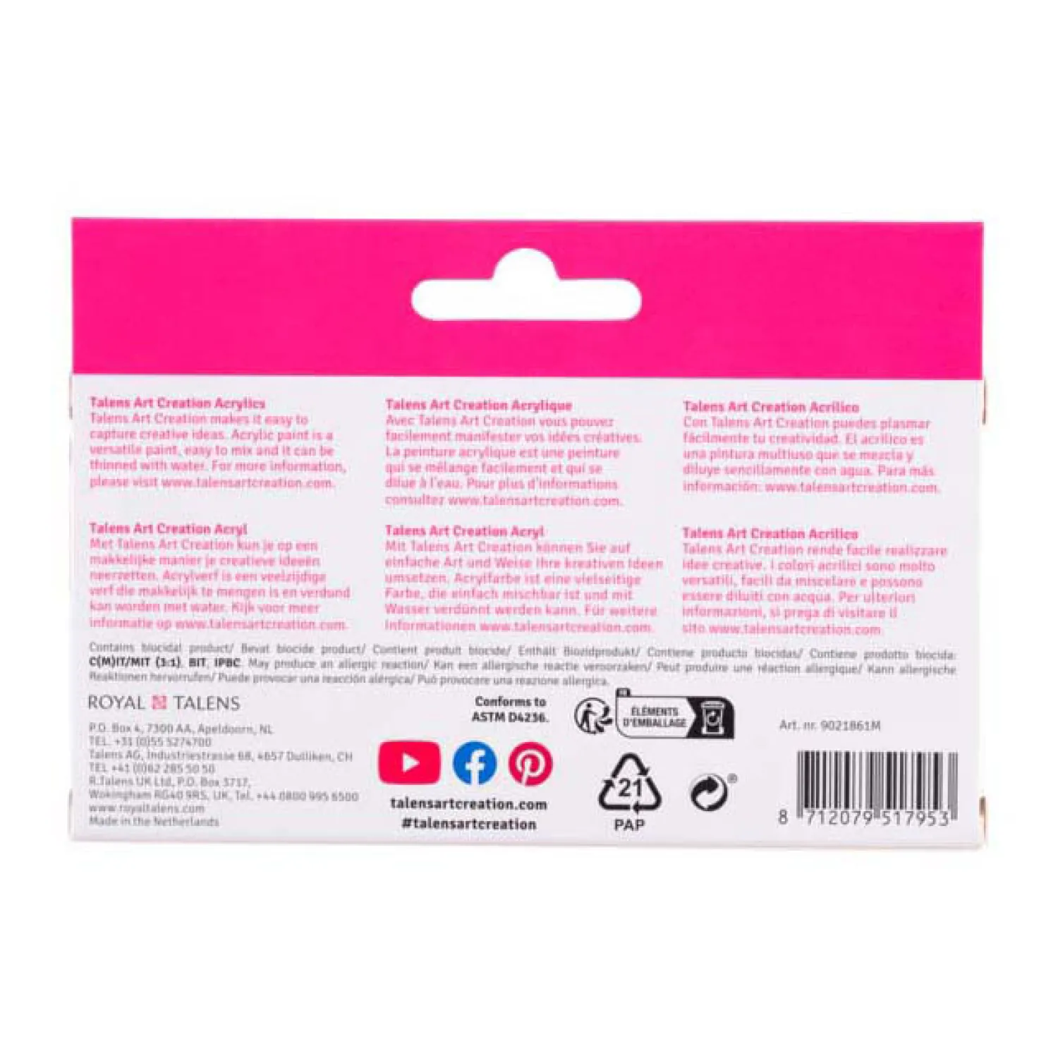 Talens Art Creation Acrylverf Set metallic, 6x12ml New